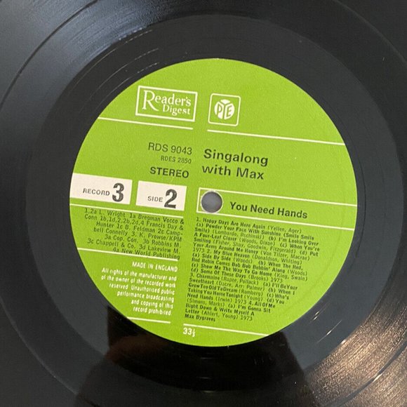 Singalong with Max Bygraves Vinyl LP, Disc 3 Only (RDS-9043) of Box Set GMAX-6A - Picture 6 of 6